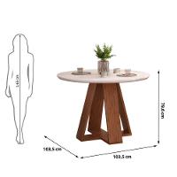 Mesa De Jantar Tampo Redondo Chanfrado Curvo Mad/vid 103cm Kiara Freijó Off White- Mabe Magazine - 5