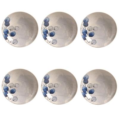 Conjunto de Pratos Fundos Coup New Blue 6 Peças Cerâmica Azul Porto Brasil