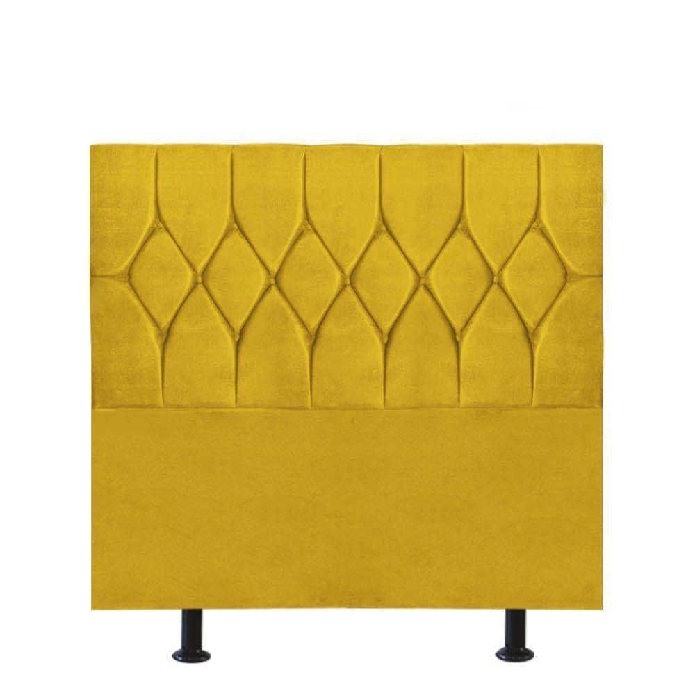 Cabeceira Estofada Cama Box Solteiro 100cm Istambul Suede Amarelo- Mabe Magazine - 1
