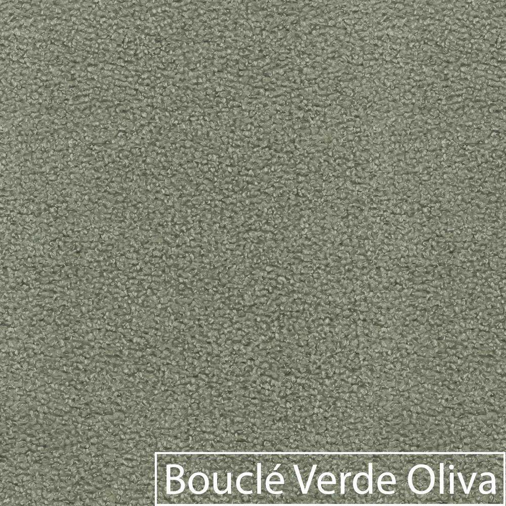 Divã Recamier Orgânico França 180cm Lado Dir Pés Madeira Bouclé Cor Verde Oliva - 3