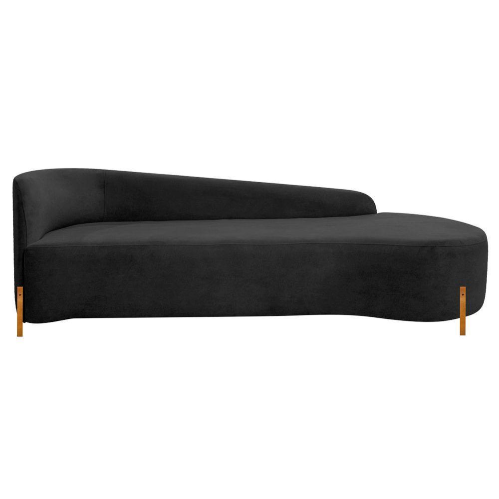 Divã Recamier Orgânico França 180cm Lado Dir Pés Madeira Linho Cor Preto - 4