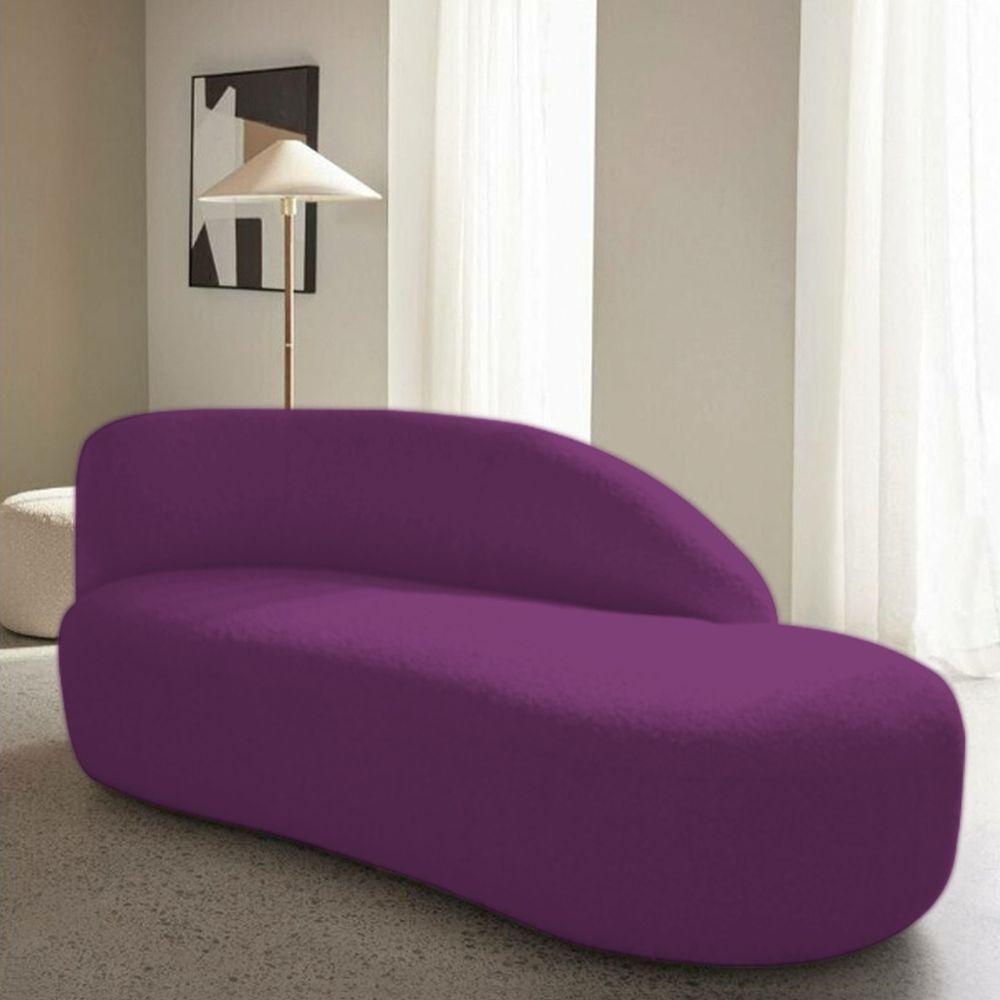 Divã Recamier Curvo Luna 160cm Lado Direito Suede - Adj Decor Cor Roxo - 8