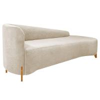 Divã Recamier Orgânico França 200cm Lado Dir Pés Madeira Linho Cor Bege