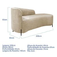 Divã Recamier Orgânico França 200cm Lado Dir Pés Metal Preto Bouclé Cor Bege - 6