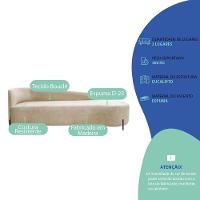 Divã Recamier Orgânico França 200cm Lado Dir Pés Metal Preto Bouclé Cor Bege - 7