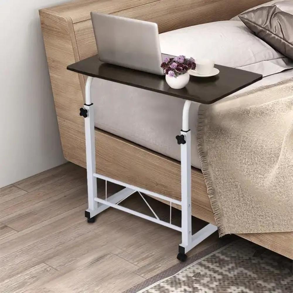 Mesa Multifuncional Portátil Com Rodinhas Ajustável Marrom Escuro– Ideal Para Notebook, Jantar E Estudo No Home Office - 3