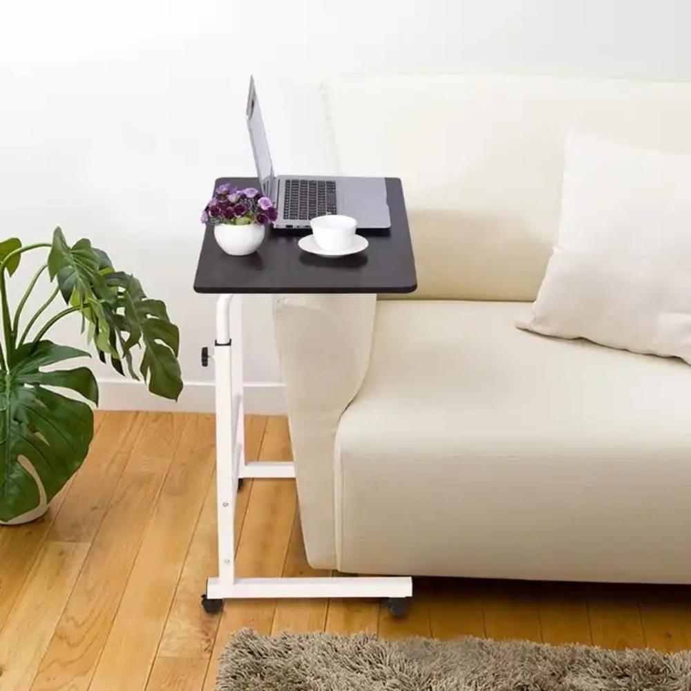 Mesa Multifuncional Portátil Com Rodinhas Ajustável Marrom Escuro– Ideal Para Notebook, Jantar E Estudo No Home Office - 4