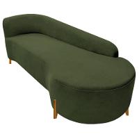 Divã Recamier Orgânico França 180cm Lado Dir Pés Madeira Linho Cor Verde - 3