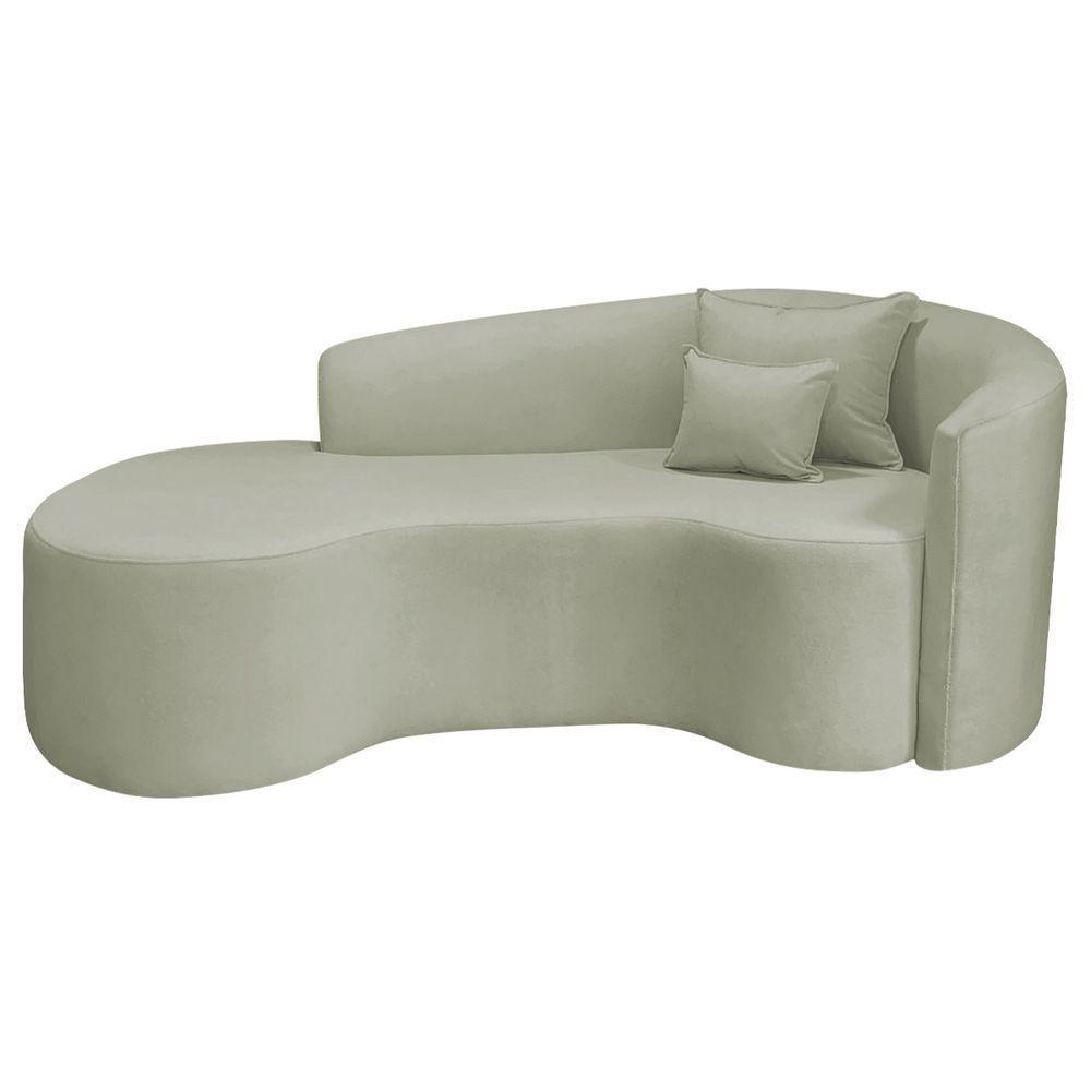 Divã Recamier Curvo Sala De Estar Recepção Inglaterra 180cm Lado Esquerdo Bouclé Verde Oliva - 2