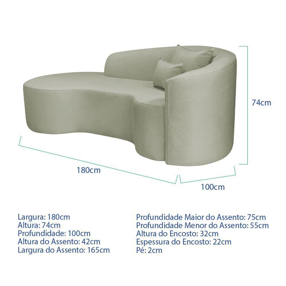 Divã Recamier Curvo Sala De Estar Recepção Inglaterra 180cm Lado Esquerdo Bouclé Verde Oliva - 3