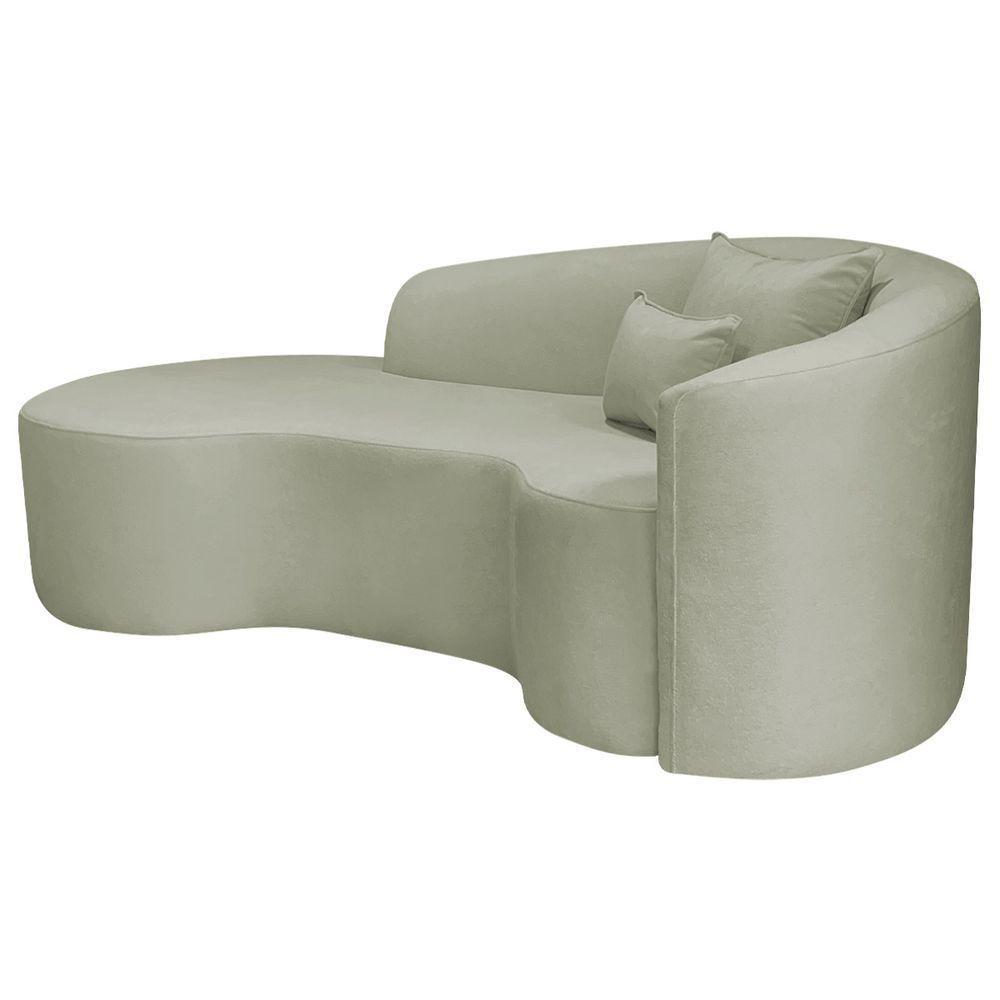 Divã Recamier Curvo Sala De Estar Recepção Inglaterra 180cm Lado Esquerdo Bouclé Verde Oliva - 5