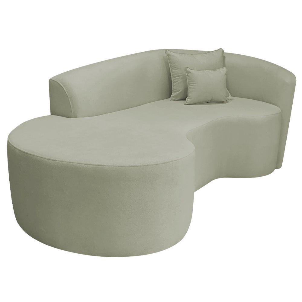 Divã Recamier Curvo Sala De Estar Recepção Inglaterra 180cm Lado Esquerdo Bouclé Verde Oliva - 6