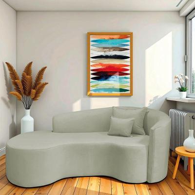 Divã Recamier Curvo Sala De Estar Recepção Inglaterra 180cm Lado Esquerdo Bouclé Verde Oliva