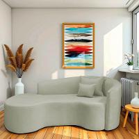 Divã Recamier Curvo Sala De Estar Recepção Inglaterra 180cm Lado Esquerdo Bouclé Verde Oliva - 1