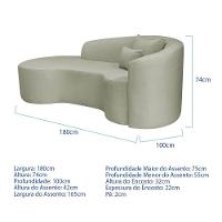 Divã Recamier Curvo Sala De Estar Recepção Inglaterra 180cm Lado Esquerdo Bouclé Verde Oliva - 3