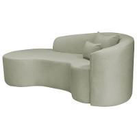 Divã Recamier Curvo Sala De Estar Recepção Inglaterra 180cm Lado Esquerdo Bouclé Verde Oliva - 5