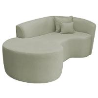 Divã Recamier Curvo Sala De Estar Recepção Inglaterra 180cm Lado Esquerdo Bouclé Verde Oliva - 6