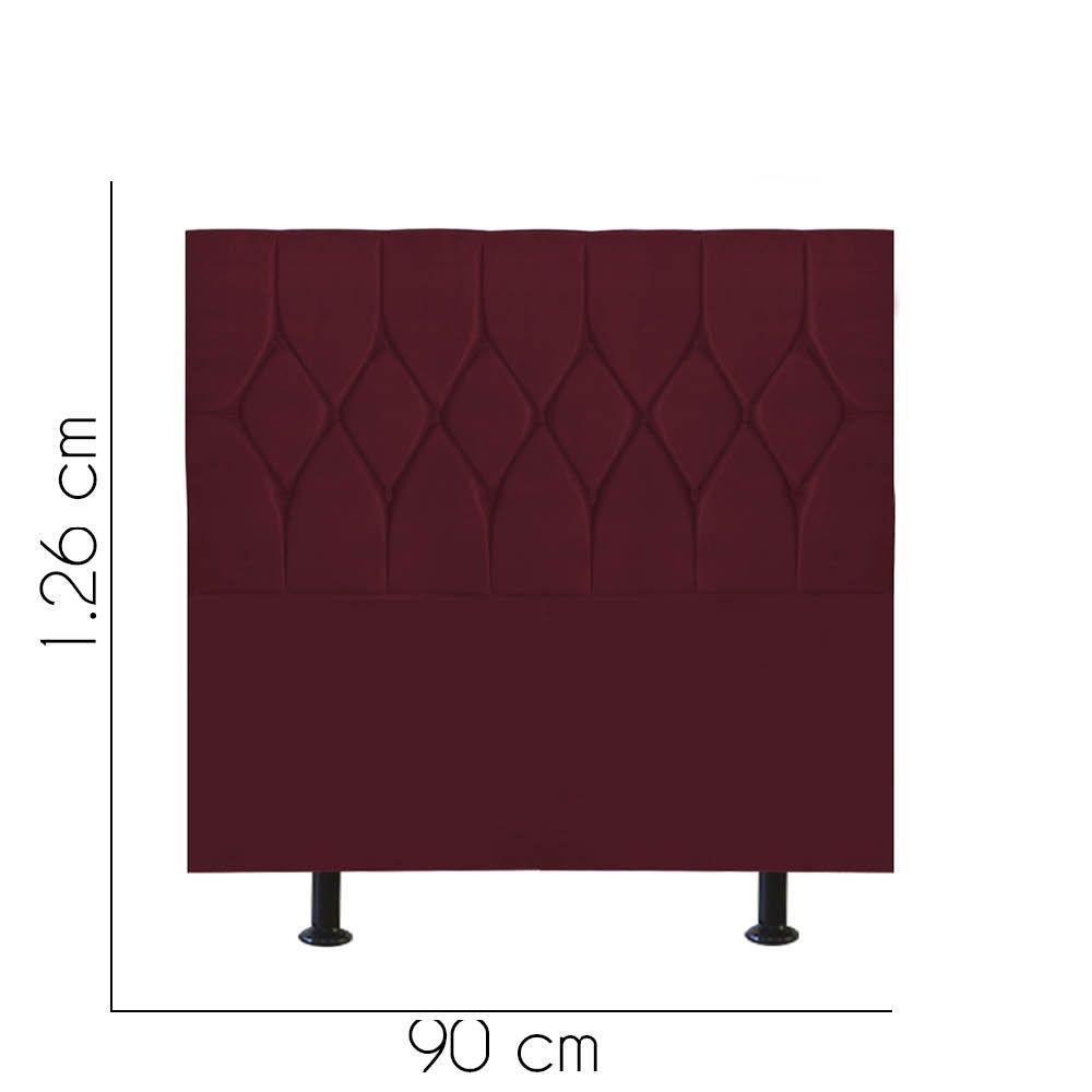 Cabeceira Estofada Cama Box Solteiro 90cm Istambul Suede Bordo- Mabe Magazine - 3