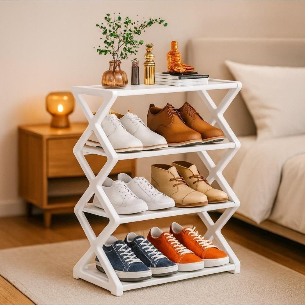 Sapateira Estante Organizadora Branca Para 8 Pares De Calçados Brinquedos E Acessórios - 3