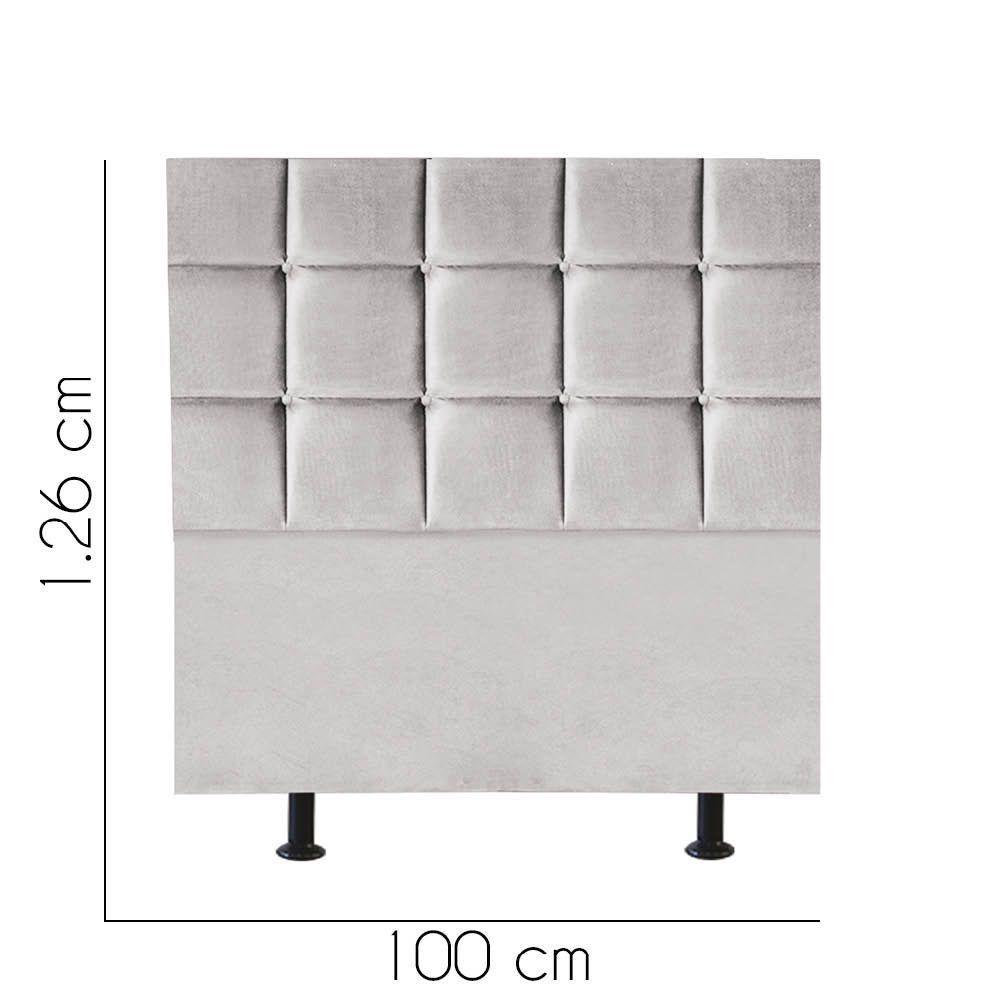Cabeceira Estofada Cama Box Solteiro 100cm Espanha Suede Cinza Claro- Mabe Magazine - 2