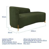 Divã Recamier Orgânico França 200cm Lado Dir Pés Madeira Linho Cor Verde - 6