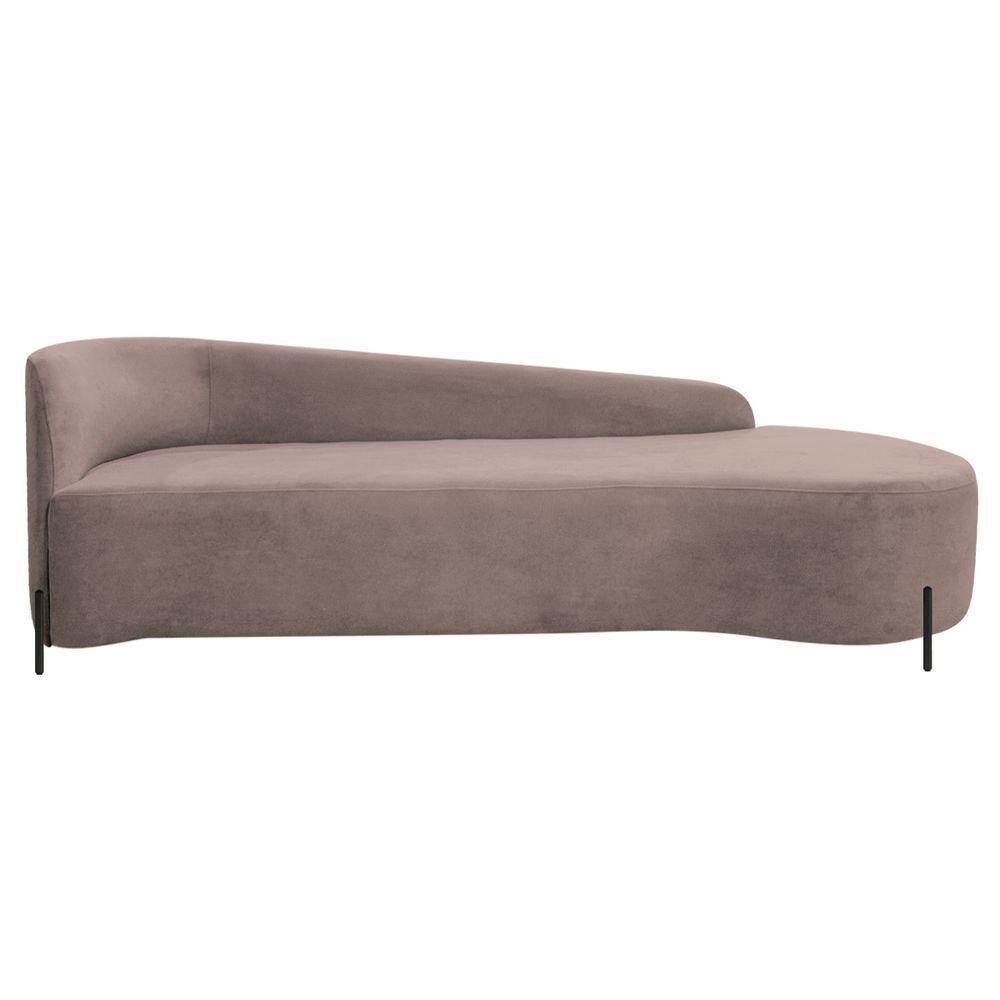 Divã Recamier Orgânico França 200cm Lado Dir Pés Metal Preto Linho Cor Rosê - 2