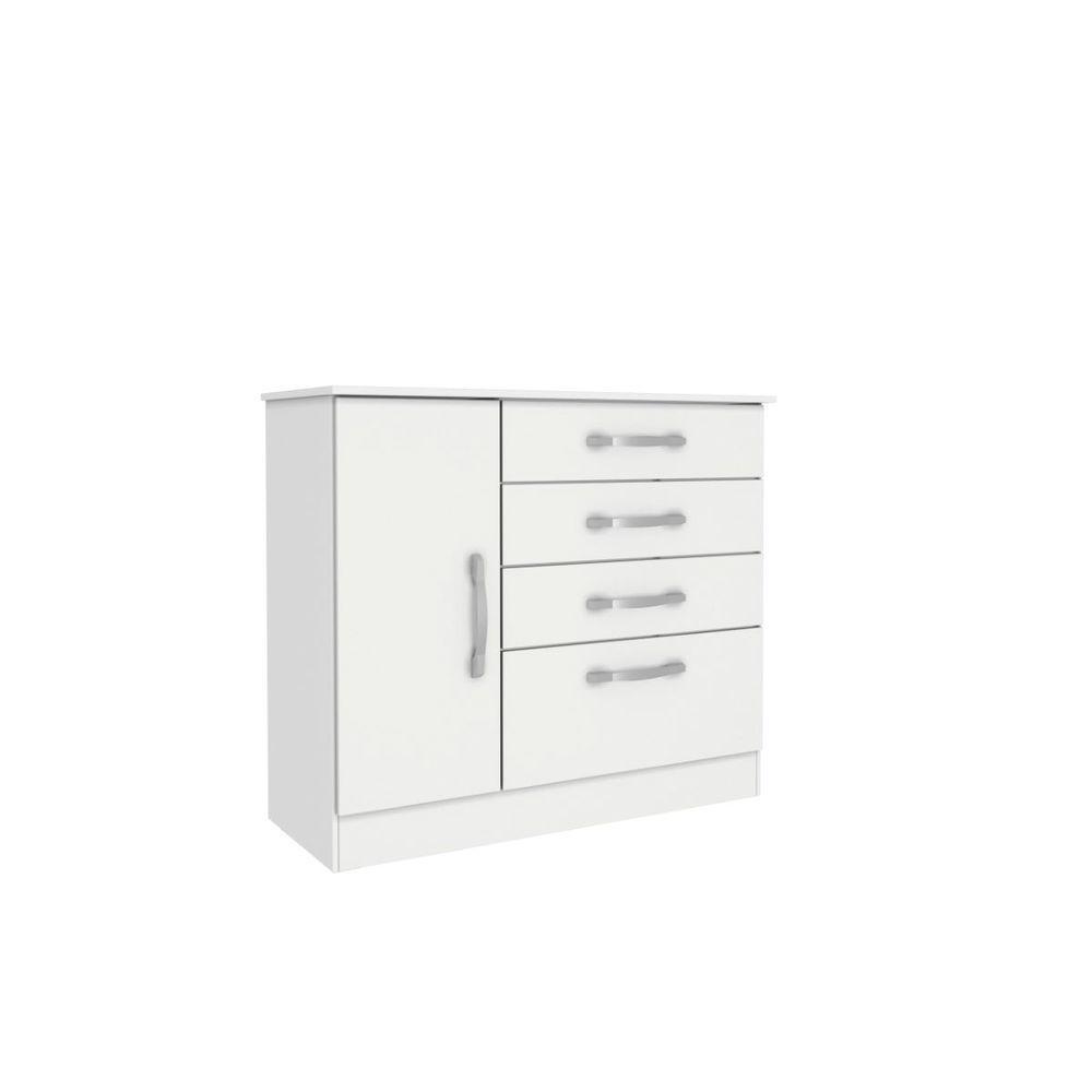 Cômoda Chicago 4 Gavetas 1 Portas Tcil Móveis Cor:neve - 1