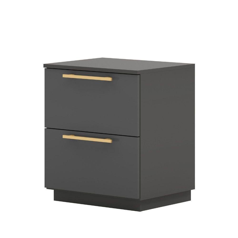 Mesa De Cabeceira Lateral Compacta 2 Gavetas 50cm Dubai Alasca - Mabe Magazine - 2