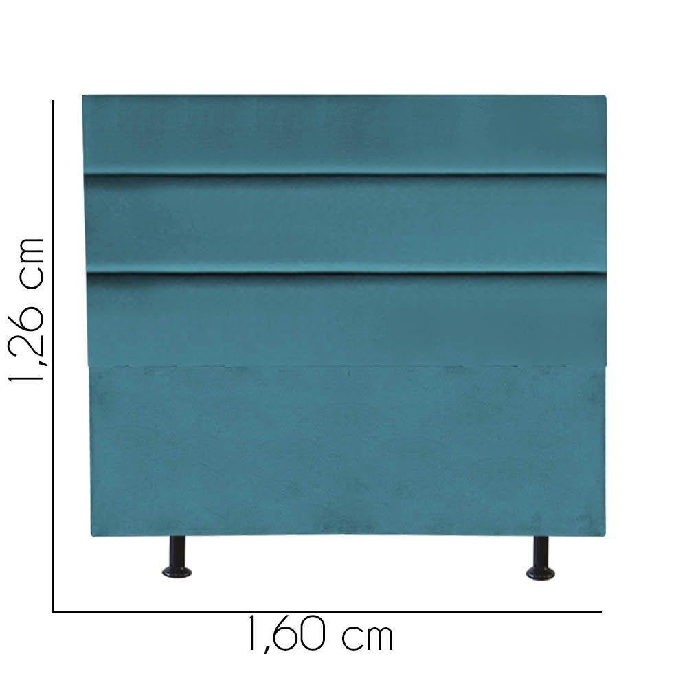 Cabeceira Estofada Cama Box Queen 160cm Argentina Suede Azul Turquesa- Mabe Magazine - 3
