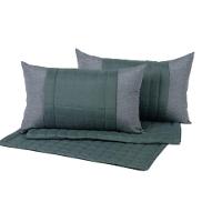 Cobre Leito Branco + Kit Peseira Matelado Copacabana Percal 300 Fios King 08 Peças 100% Poliéster - Branco/verde - 8