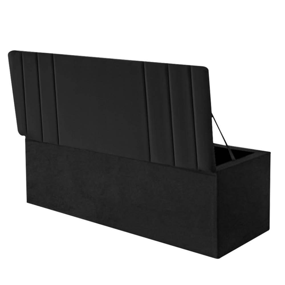Calçadeira Baú Recamier Estofada Cama Queen 160cm Grécia Suede Preto- Mabe Magazine - 2