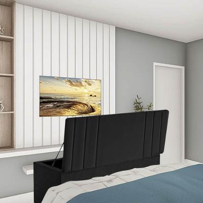 Calçadeira Baú Recamier Estofada Cama Queen 160cm Grécia Suede Preto- Mabe Magazine