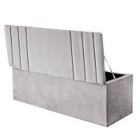 Calçadeira Baú Recamier Estofada Cama King 190cm Grécia Suede Cinza Claro- Mabe Magazine - 2