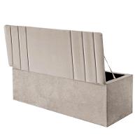 Calçadeira Baú Recamier Estofada Cama De Casal 140cm Grécia Suede Bege- Mabe Magazine - 2