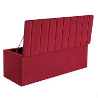 Calçadeira Baú Recamier Estofada Cama De Solteiro 90cm Carla Suede Vermelho- Mabe Magazine - 3