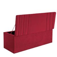 Calçadeira Baú Recamier Estofada Cama De Solteiro 100cm Grécia Suede Vermelho- Mabe Magazine - 3
