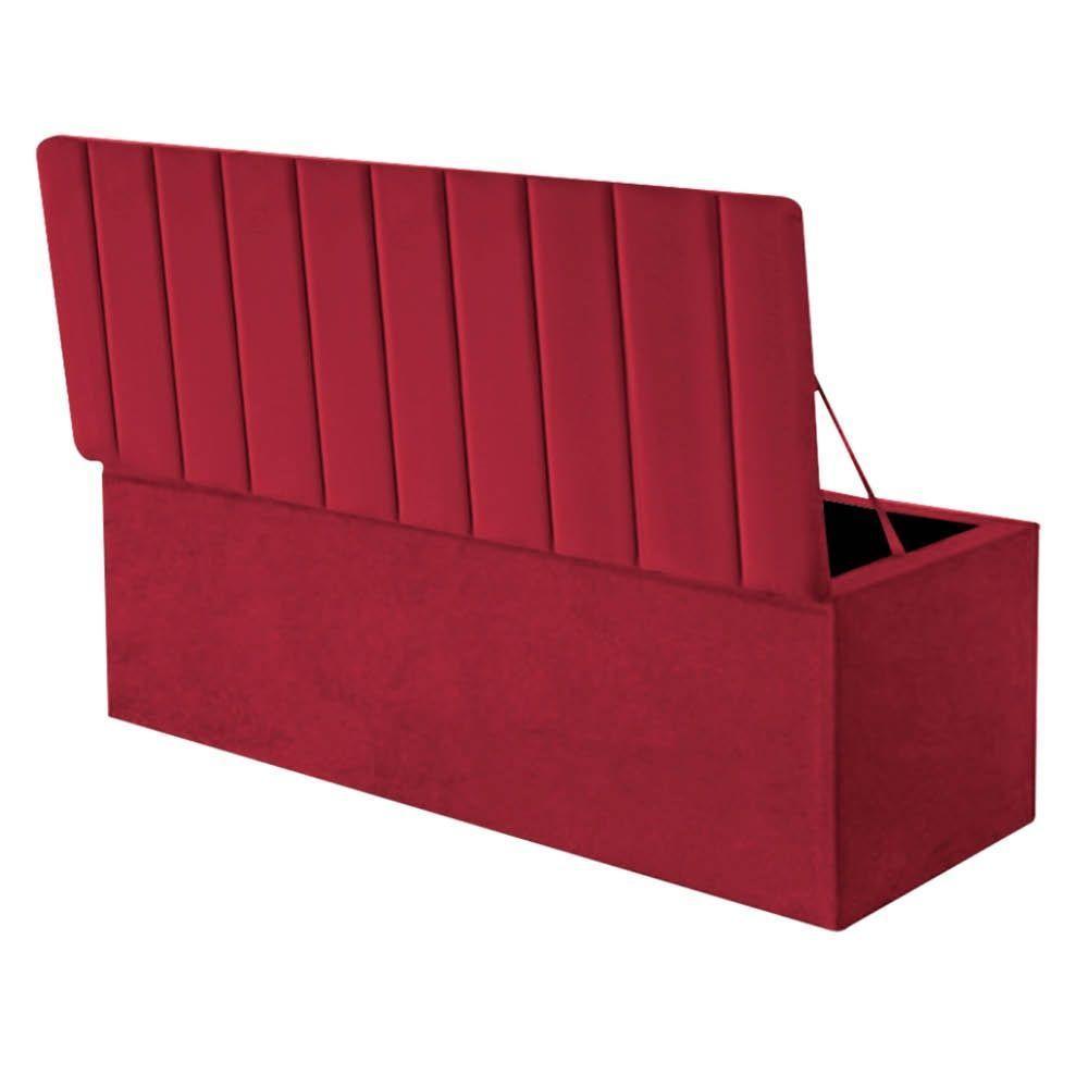 Calçadeira Baú Recamier Estofada Cama King 190cm Carla Suede Vermelho- Mabe Magazine - 2
