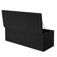 Calçadeira Baú Recamier Estofada Cama De Casal 140cm Grécia Suede Preto- Mabe Magazine - 2