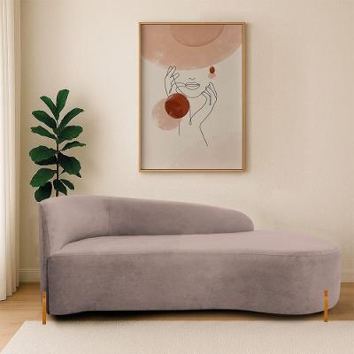 Divã Recamier Orgânico França 180cm Lado Dir Pés Madeira Linho Cor Rosê