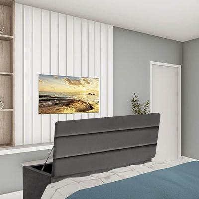Calçadeira Baú Recamier Estofada Cama De Solteiro 100cm Argentina Suede Cinza Escuro- Mabe Magazine