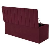 Calçadeira Baú Recamier Estofada Cama King 190cm Carla Suede Bordo- Mabe Magazine - 2