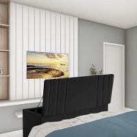 Calçadeira Baú Recamier Estofada Cama De Solteiro 100cm Grécia Suede Preto- Mabe Magazine - 1