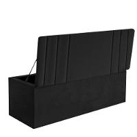 Calçadeira Baú Recamier Estofada Cama De Solteiro 100cm Grécia Suede Preto- Mabe Magazine - 3
