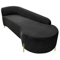 Divã Recamier Orgânico França 250cm Lado Dir Pés Metal Dourado Bouclé Cor Preto - 3