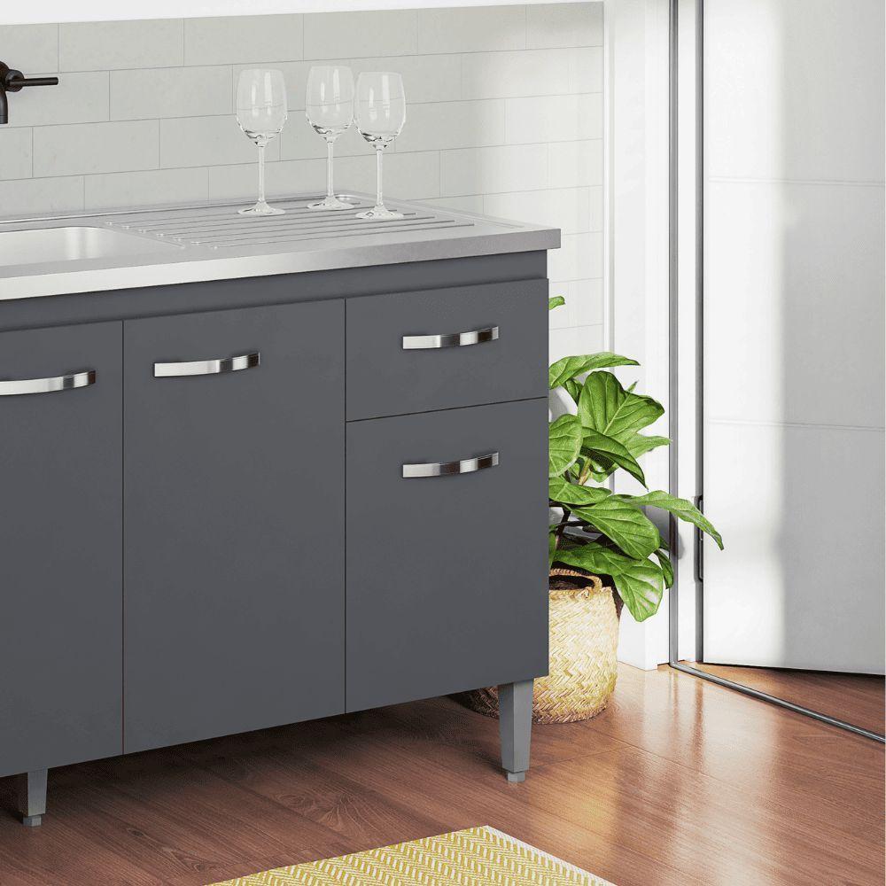 Balcão Gabinete De Pia Cozinha Multiuso 150cm Sem Tampo Gabriela Cinza Fosco- Mabe Magazine - 2