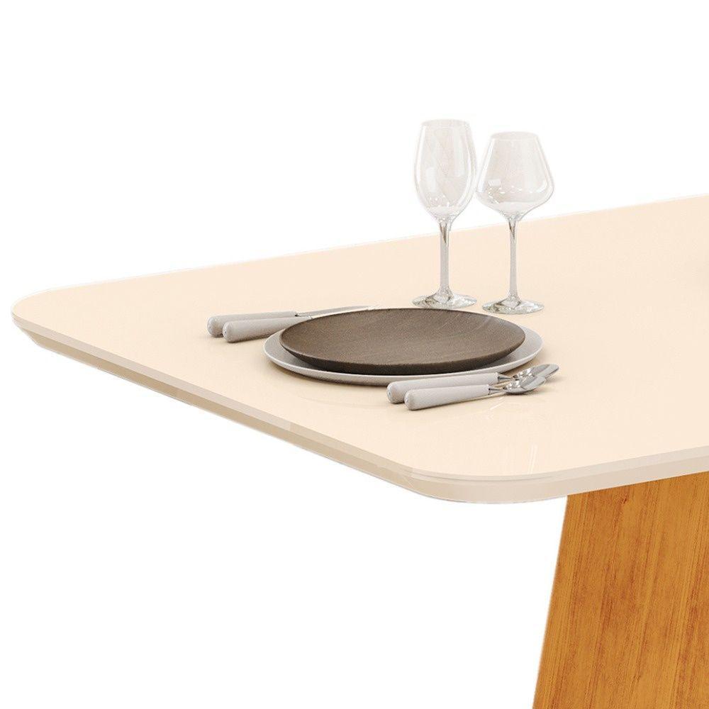 Mesa De Jantar Retangular Tampo Chanfrado 170x90cm Gabi Cedro Off White- Mabe Magazine - 4