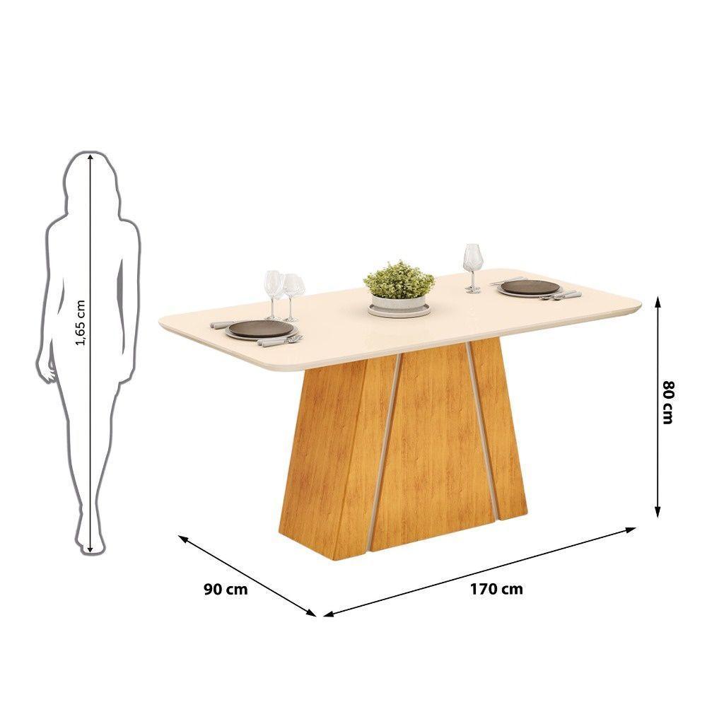 Mesa De Jantar Retangular Tampo Chanfrado 170x90cm Gabi Cedro Off White- Mabe Magazine - 5