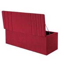 Calçadeira Baú Recamier Estofada Cama De Casal 140cm Grécia Corino Vermelho- Mabe Magazine - 2