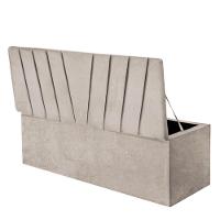 Calçadeira Baú Recamier Estofada Cama De Solteiro 100cm Bélgica Suede Bege- Mabe Magazine - 2