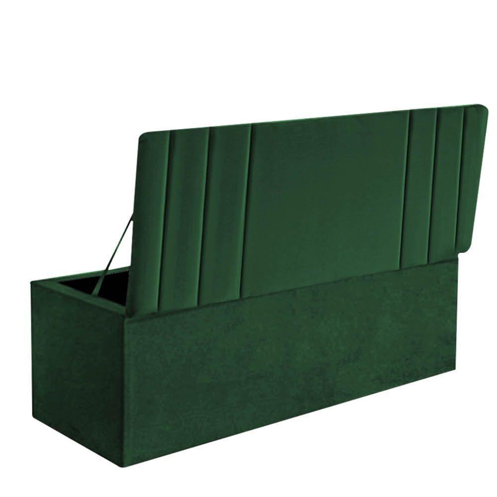 Calçadeira Baú Recamier Estofada Cama De Solteiro 100cm Grécia Corino Verde- Mabe Magazine - 3